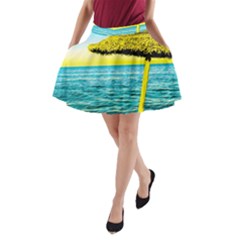 Pop Art Beach Umbrella  A-Line Pocket Skirt