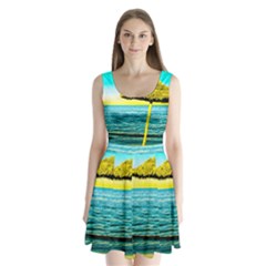 Pop Art Beach Umbrella  Split Back Mini Dress 