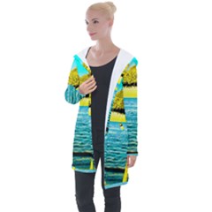 Pop Art Beach Umbrella  Longline Hooded Cardigan by essentialimage