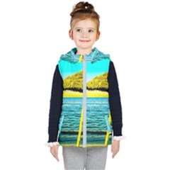 Pop Art Beach Umbrella  Kids  Hooded Puffer Vest