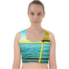 Pop Art Beach Umbrella  Velvet Racer Back Crop Top