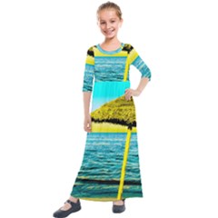 Pop Art Beach Umbrella  Kids  Quarter Sleeve Maxi Dress