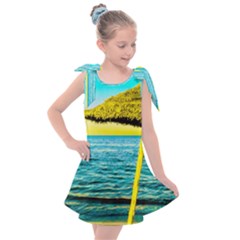 Pop Art Beach Umbrella  Kids  Tie Up Tunic Dress