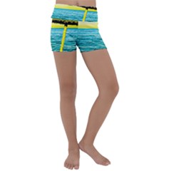 Pop Art Beach Umbrella  Kids  Lightweight Velour Yoga Shorts