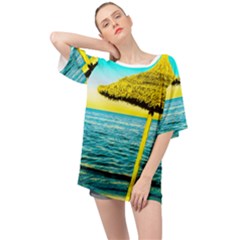 Pop Art Beach Umbrella  Oversized Chiffon Top