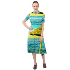 Pop Art Beach Umbrella  Keyhole Neckline Chiffon Dress