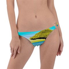 Pop Art Beach Umbrella  Ring Detail Bikini Bottom