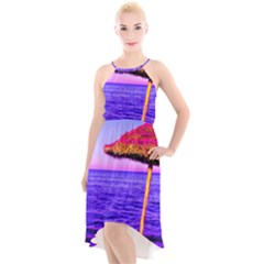 Pop Art Beach Umbrella  High-low Halter Chiffon Dress  by essentialimage