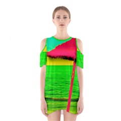 Pop Art Beach Umbrella Shoulder Cutout One Piece Dress by essentialimage