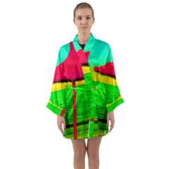 Pop Art Beach Umbrella Long Sleeve Satin Kimono