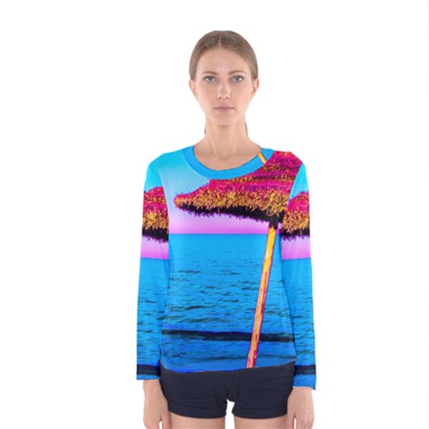 Pop Art Beach Umbrella  Women s Long Sleeve Tee by essentialimage