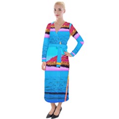 Pop Art Beach Umbrella  Velvet Maxi Wrap Dress by essentialimage