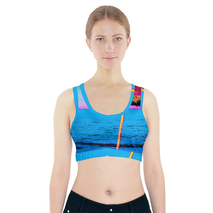 Pop Art Beach Umbrella  Sports Bra With Pocket