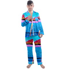 Pop Art Beach Umbrella  Men s Satin Pajamas Long Pants Set by essentialimage