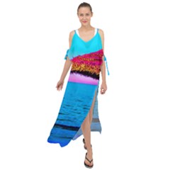 Pop Art Beach Umbrella  Maxi Chiffon Cover Up Dress by essentialimage