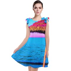 Pop Art Beach Umbrella  Tie Up Tunic Dress by essentialimage