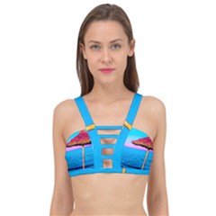 Pop Art Beach Umbrella  Cage Up Bikini Top by essentialimage
