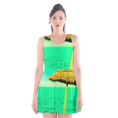 Pop Art Beach Umbrella  Scoop Neck Skater Dress by essentialimage