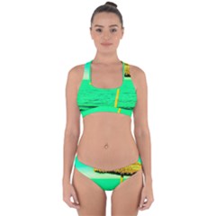 Pop Art Beach Umbrella  Cross Back Hipster Bikini Set by essentialimage