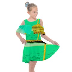 Pop Art Beach Umbrella  Kids  Shoulder Cutout Chiffon Dress by essentialimage