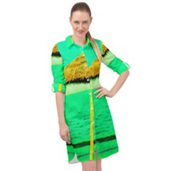 Pop Art Beach Umbrella  Long Sleeve Mini Shirt Dress by essentialimage