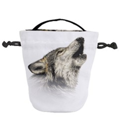Howling Wolf Drawstring Bucket Bag by ArtByThree