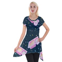 Dunkaroos Funfetti Print Dark Blue 1 Short Sleeve Side Drop Tunic