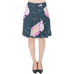 Dunkaroos Funfetti Print Dark Blue 1 Velvet High Waist Skirt