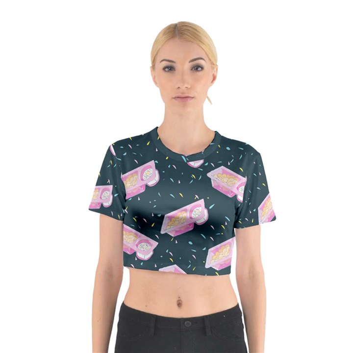 Dunkaroos Funfetti Print Dark Blue 1 Cotton Crop Top