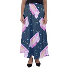 Dunkaroos Funfetti Print Dark Blue 1 Flared Maxi Skirt