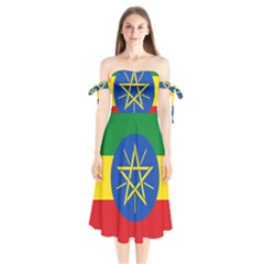 Current Flag Of Ethiopia Shoulder Tie Bardot Midi Dress by abbeyz71
