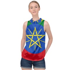 Current Flag Of Ethiopia High Neck Satin Top by abbeyz71
