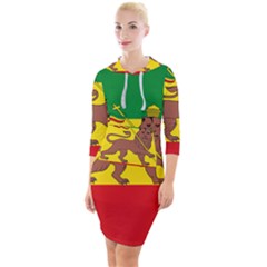 Flag of Ethiopian Empire  Quarter Sleeve Hood Bodycon Dress