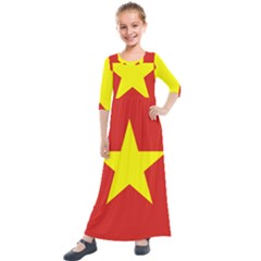 Flag Of Vietnam Kids  Quarter Sleeve Maxi Dress by abbeyz71