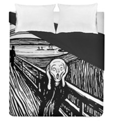 The Scream Edvard Munch 1893 Original Lithography Black And White Engraving Duvet Cover Double Side (queen Size) by snek