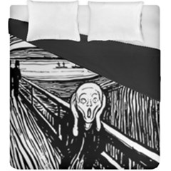 The Scream Edvard Munch 1893 Original lithography black and white engraving Duvet Cover Double Side (King Size)