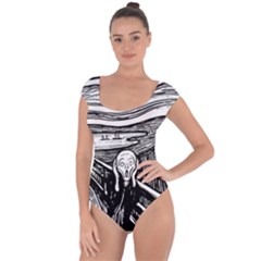 The Scream Edvard Munch 1893 Original lithography black and white engraving Short Sleeve Leotard 