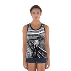 The Scream Edvard Munch 1893 Original lithography black and white engraving Sport Tank Top 