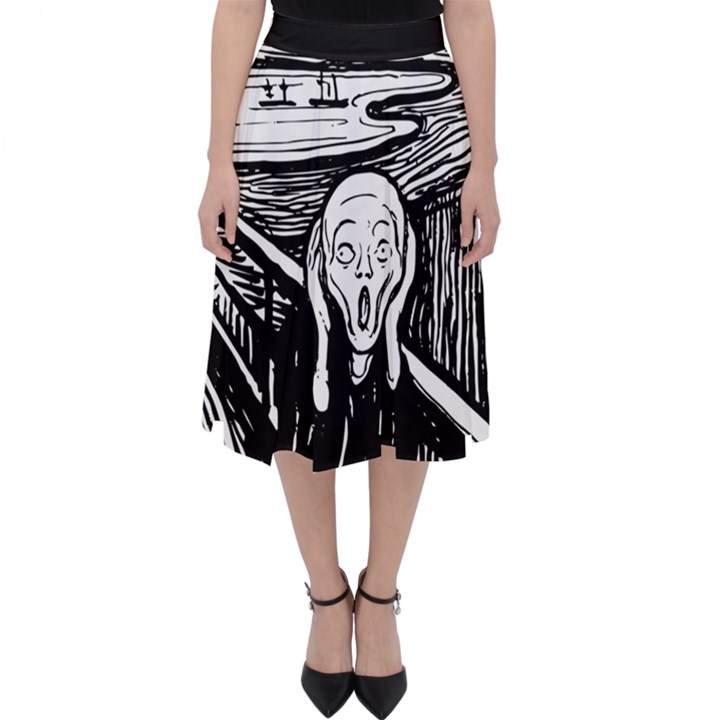 The Scream Edvard Munch 1893 Original lithography black and white engraving Classic Midi Skirt