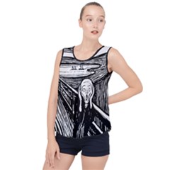 The Scream Edvard Munch 1893 Original lithography black and white engraving Bubble Hem Chiffon Tank Top