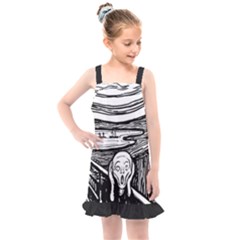 The Scream Edvard Munch 1893 Original lithography black and white engraving Kids  Overall Dress