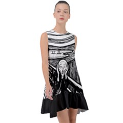The Scream Edvard Munch 1893 Original lithography black and white engraving Frill Swing Dress