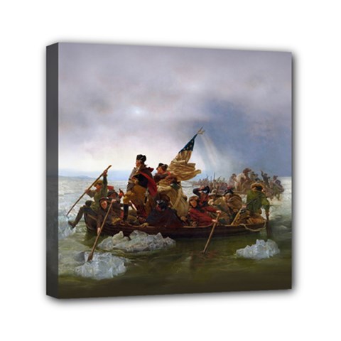 George Washington Crossing Of The Delaware River Continental Army 1776 American Revolutionary War Original Painting Mini Canvas 6  X 6  (stretched) by snek