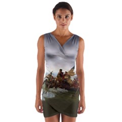 George Washington Crossing Of The Delaware River Continental Army 1776 American Revolutionary War Original Painting Wrap Front Bodycon Dress