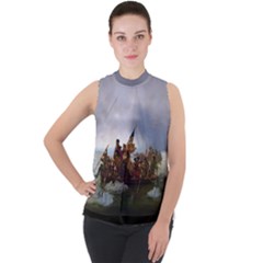 George Washington Crossing Of The Delaware River Continental Army 1776 American Revolutionary War Original Painting Mock Neck Chiffon Sleeveless Top by snek
