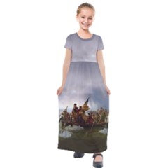 George Washington Crossing Of The Delaware River Continental Army 1776 American Revolutionary War Original Painting Kids  Short Sleeve Maxi Dress by snek
