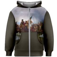 George Washington Crossing Of The Delaware River Continental Army 1776 American Revolutionary War Original Painting Kids  Zipper Hoodie Without Drawstring by snek