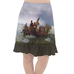 George Washington Crossing Of The Delaware River Continental Army 1776 American Revolutionary War Original Painting Fishtail Chiffon Skirt by snek