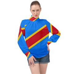 Flag Of The Democratic Republic Of The Congo High Neck Long Sleeve Chiffon Top by abbeyz71