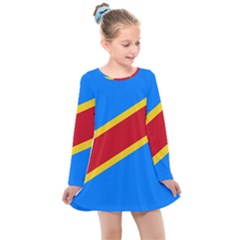 Flag Of The Democratic Republic Of The Congo Kids  Long Sleeve Dress by abbeyz71